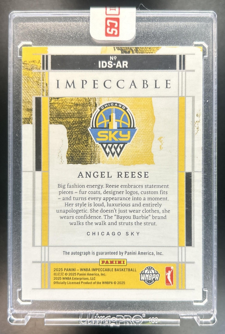 Angel Reese 2025 Panini Impeccable WNBA #IDS-AR Impeccably Dressed Signatures 17/25 Auto Sky
