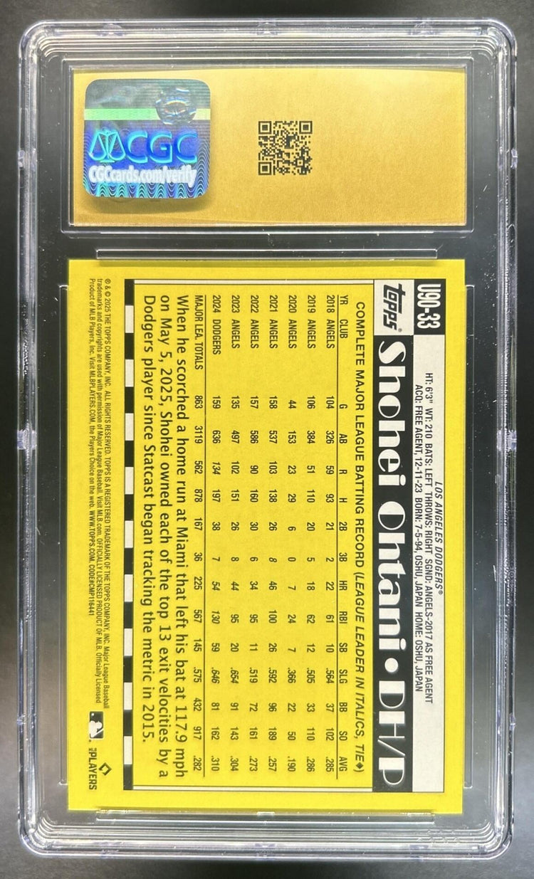 Shohei Ohtani 2025 Topps Update #U90-33 1990 Dodgers CGC Pristine 10