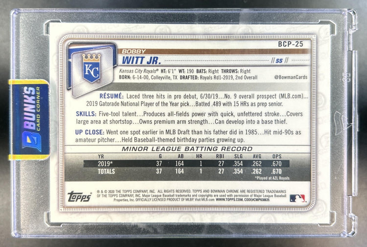 Bobby Witt Jr. 2020 Bowman #BCP-25 Chrome Prospects Mega Box Mojo Refractor Royals