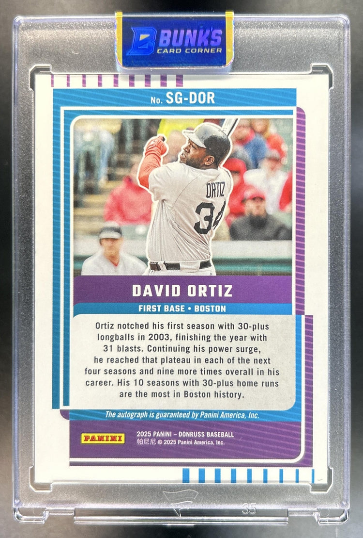 David Ortiz 2025 Panini Donruss #SG-DOR Signature Series Blue Laser 6/25 Auto Red Sox