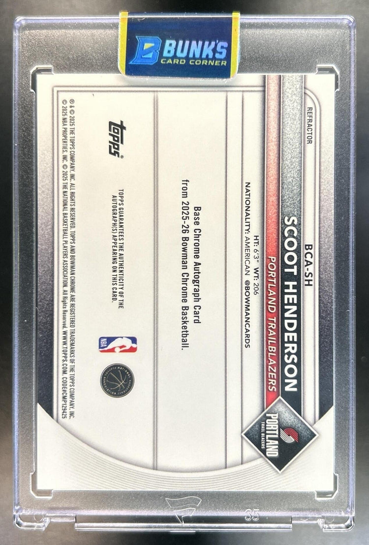 Scoot Henderson 2025-26 Bowman #BCA-SH Chrome Auto Refractor 260/499 Trail Blazers