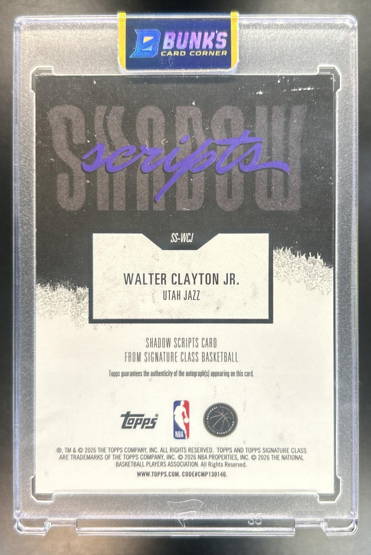 Walter Clayton Jr. 2025-26 Topps Signature Class #SS-WCJ Shadow Scripts Orange Refractor 23/50 RC Auto Jazz