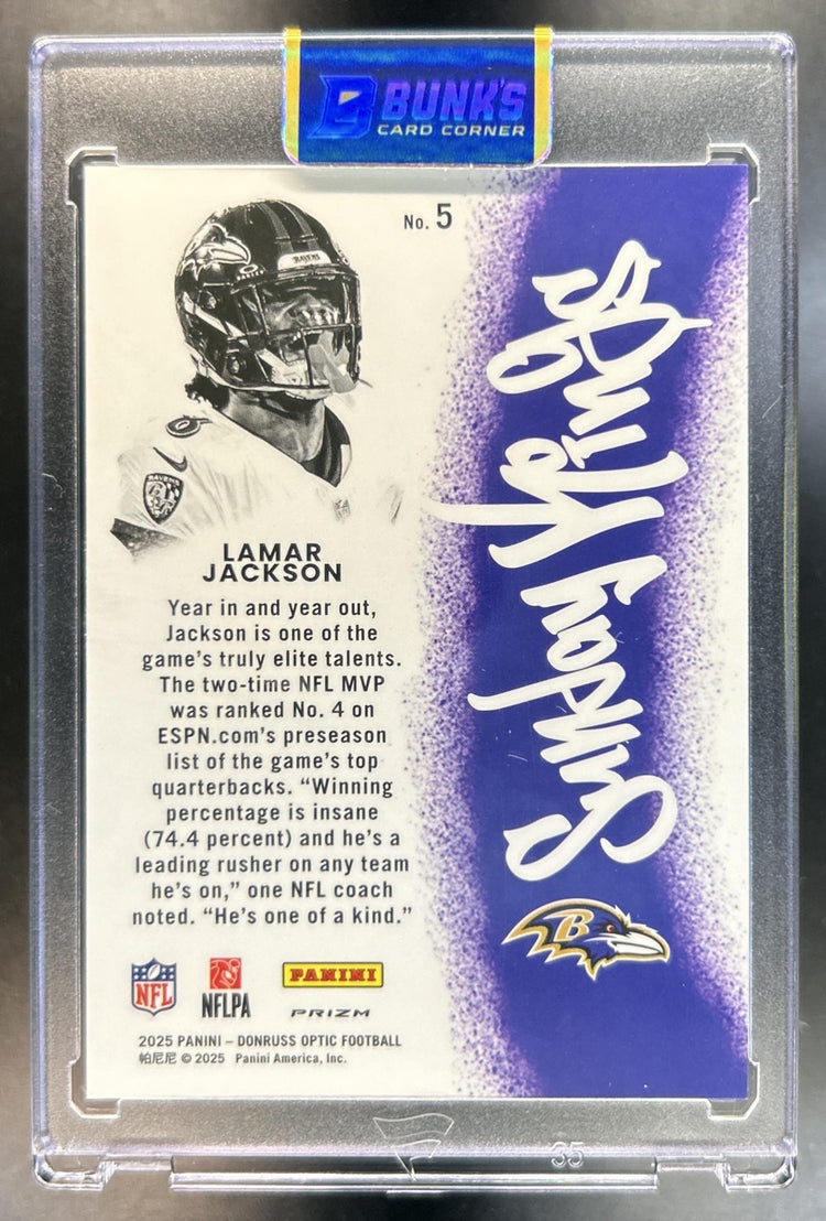 Lamar Jackson 2025 Panini Donruss Optic #5 Sunday Kings Ravens