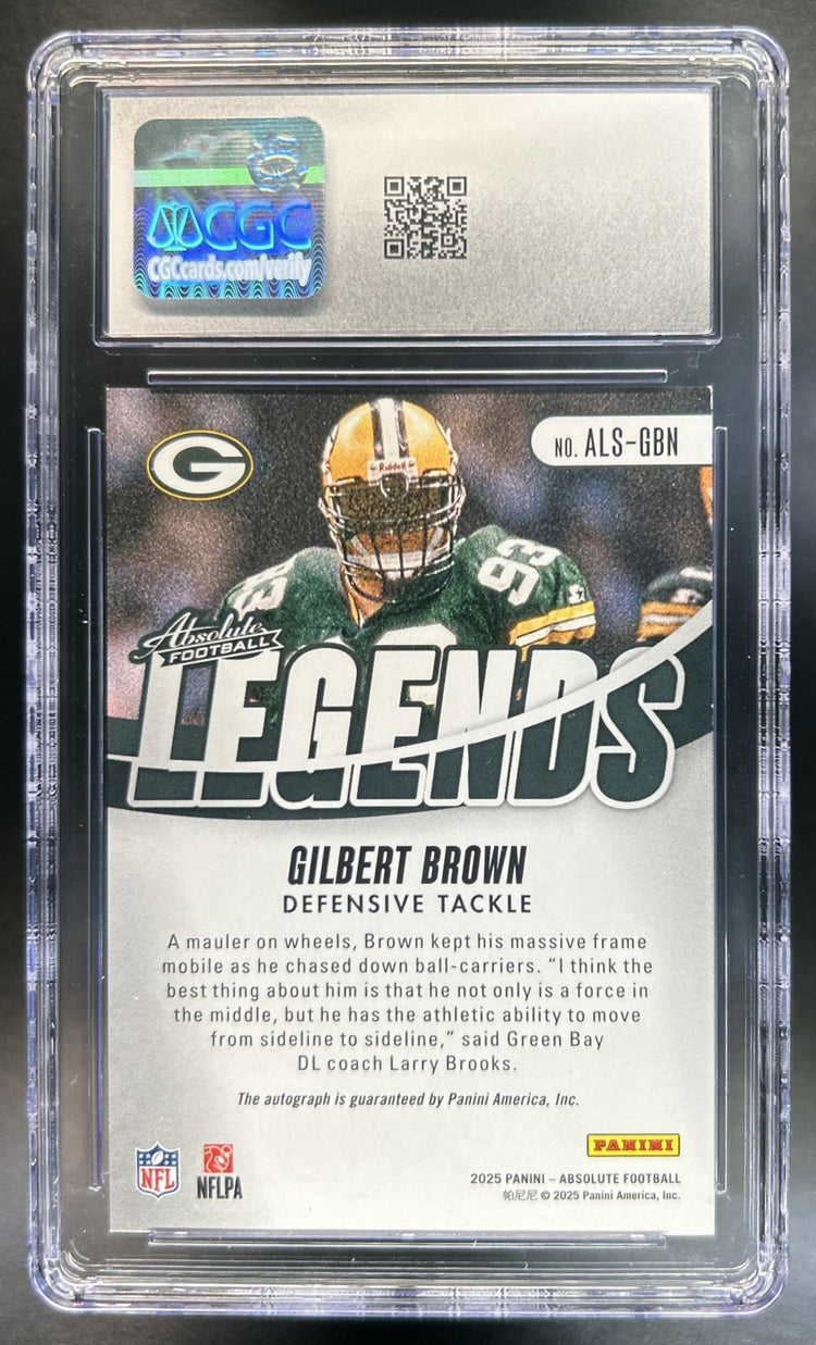 Gilbert Brown 2025 Panini Absolute #ALS-GBN Legends Signatures Blue 1/35 Auto Packers CGC 9