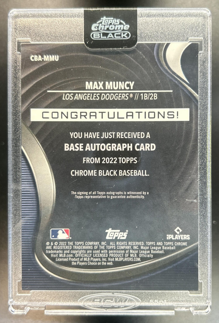Max Muncy 2022 Topps Chrome Black #CBA-MMU Auto Gold Mini Diamond Refractor 36/50 Dodgers