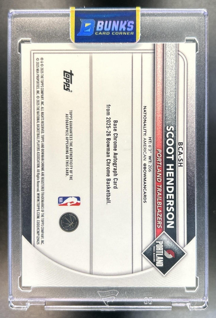 Scoot Henderson 2025-26 Bowman #BCA-SH Chrome Auto Blue Geometric Refractor 139/150 Trail Blazers