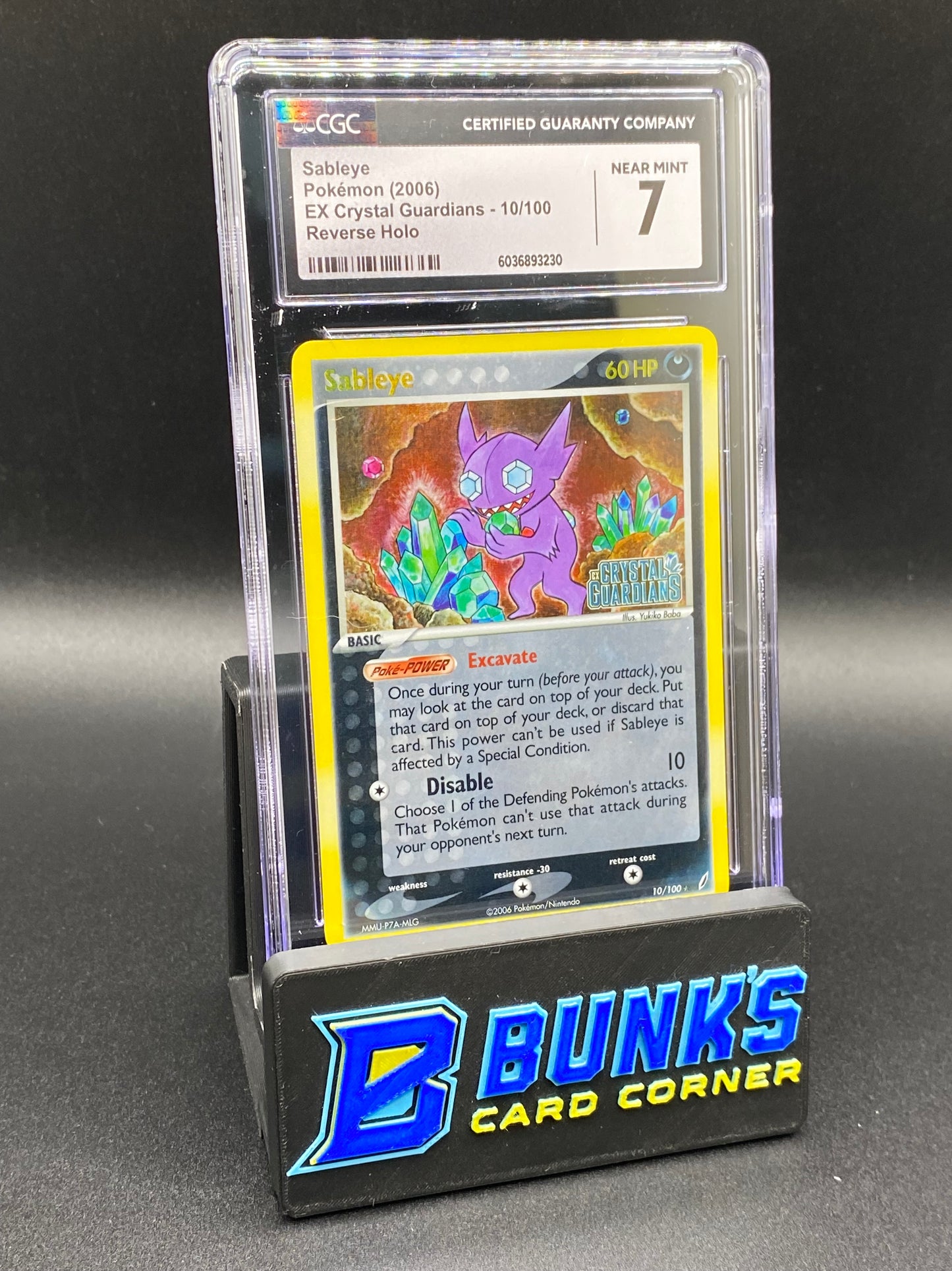 Sableye Reverse Holo ex Crystal Guardians CGC 7
