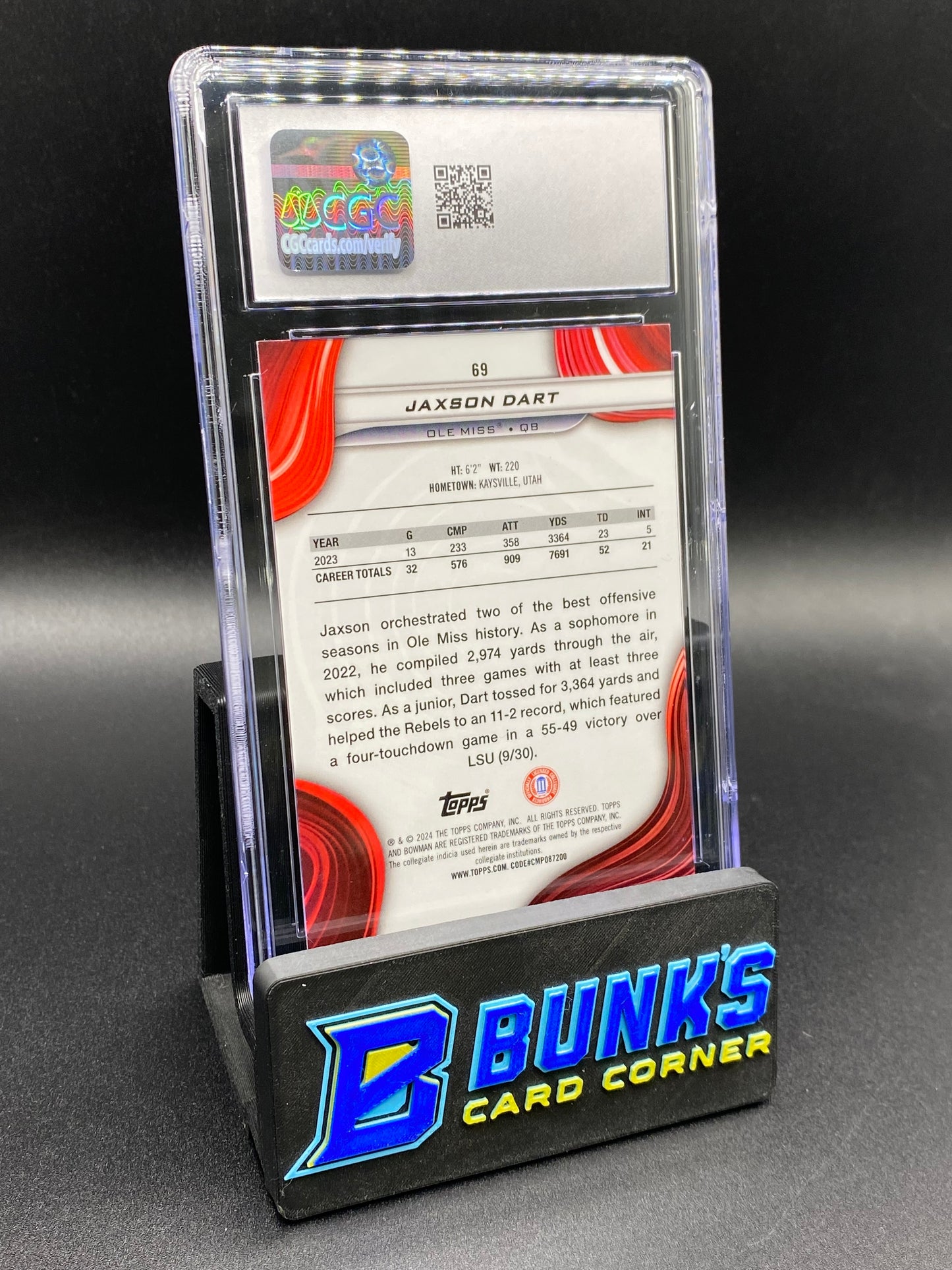 2024 Jaxson Dart Green Mini-Diamond Ref. 69/99 CGC 9