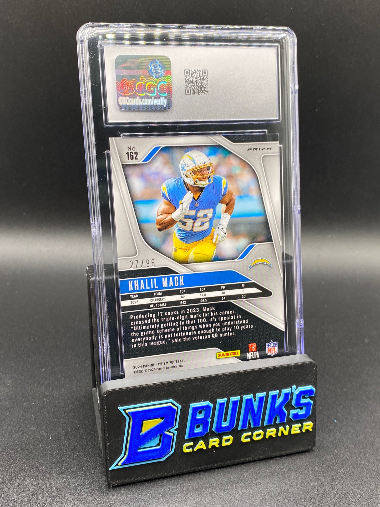 2024 Khalil Mack Blue Sparkle 27/96 CGC 10