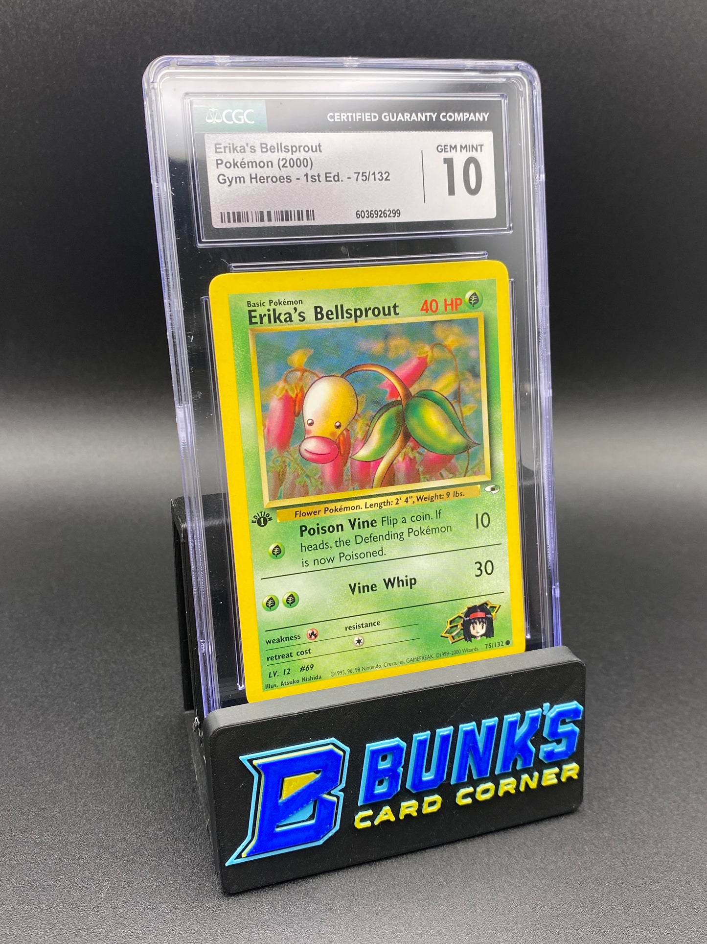 Erika's Bellsprout Gym Heroes 1st Edition CGC 10