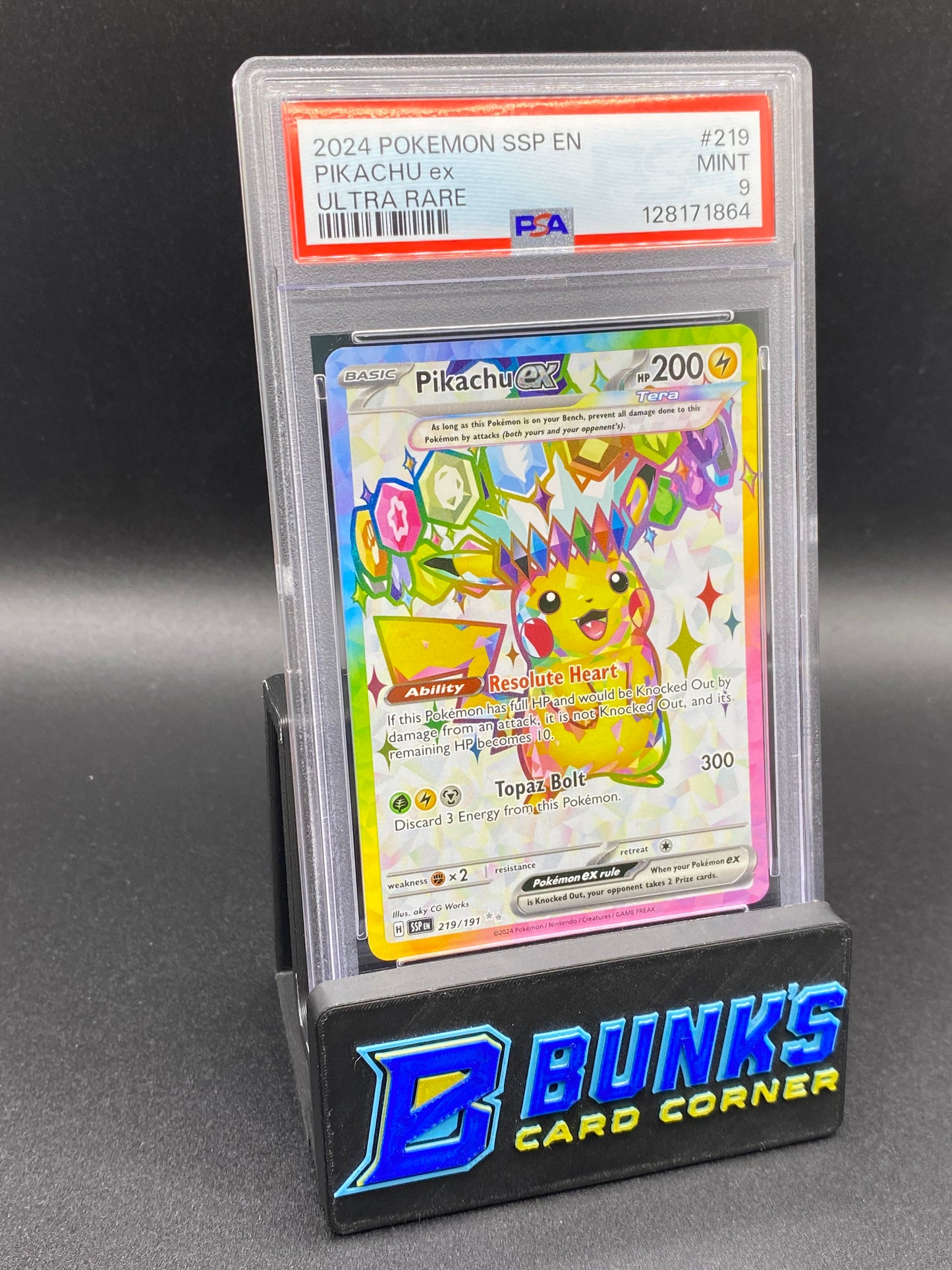 Pikachu ex Ultra Rare Surging Sparks PSA 9