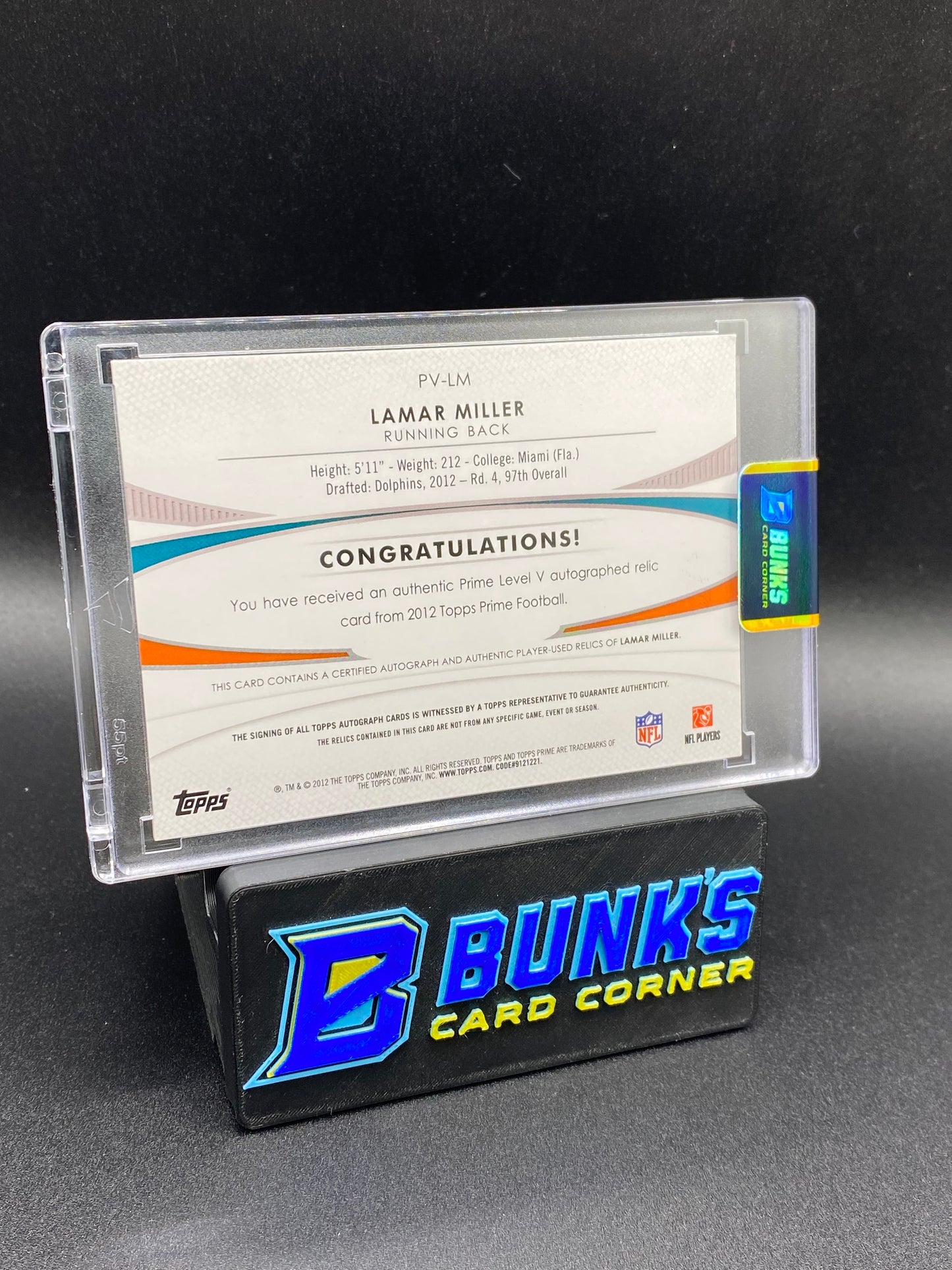 Lamar Miller Topps Prime Patches 57/250 Auto