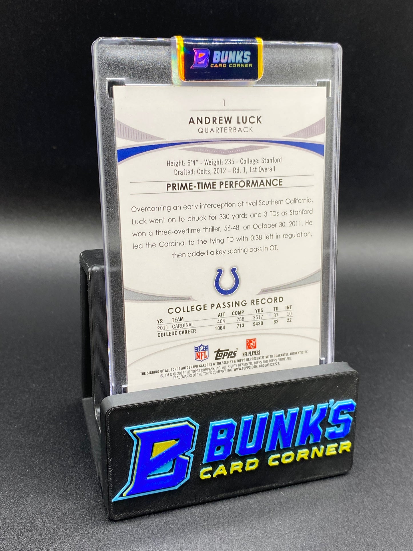 2012 Topps Prime Andrew Luck 22/99 Auto  Rc