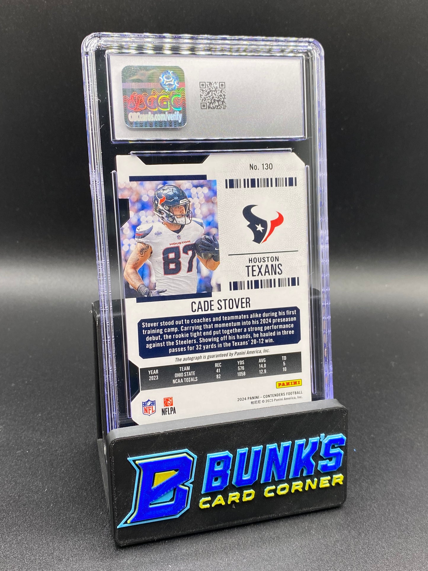 2024 Cade Stover Rookie Ticket Auto 34/87 CGC 10/10