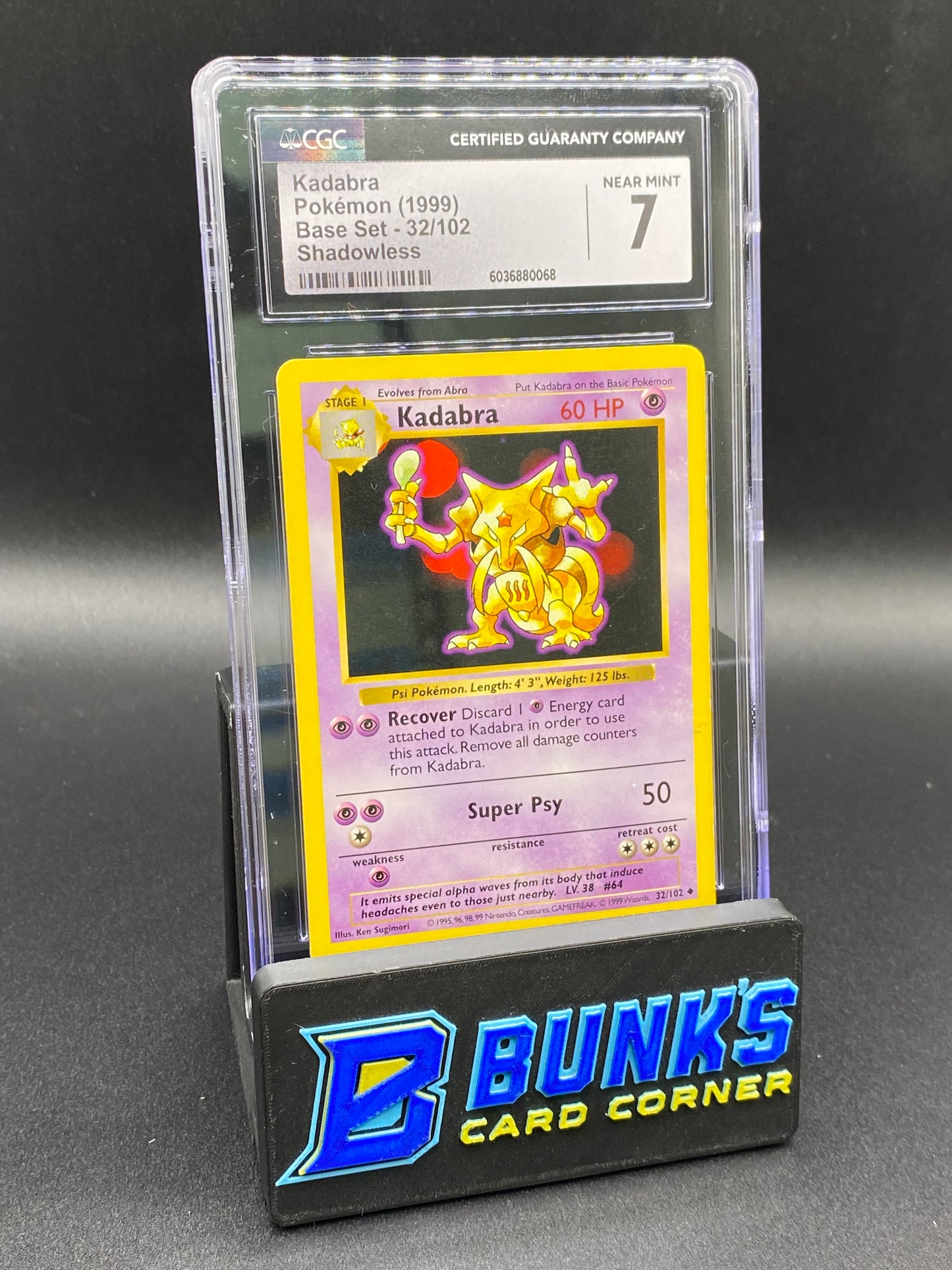 Kadabra Shadowless Base Set CGC 7