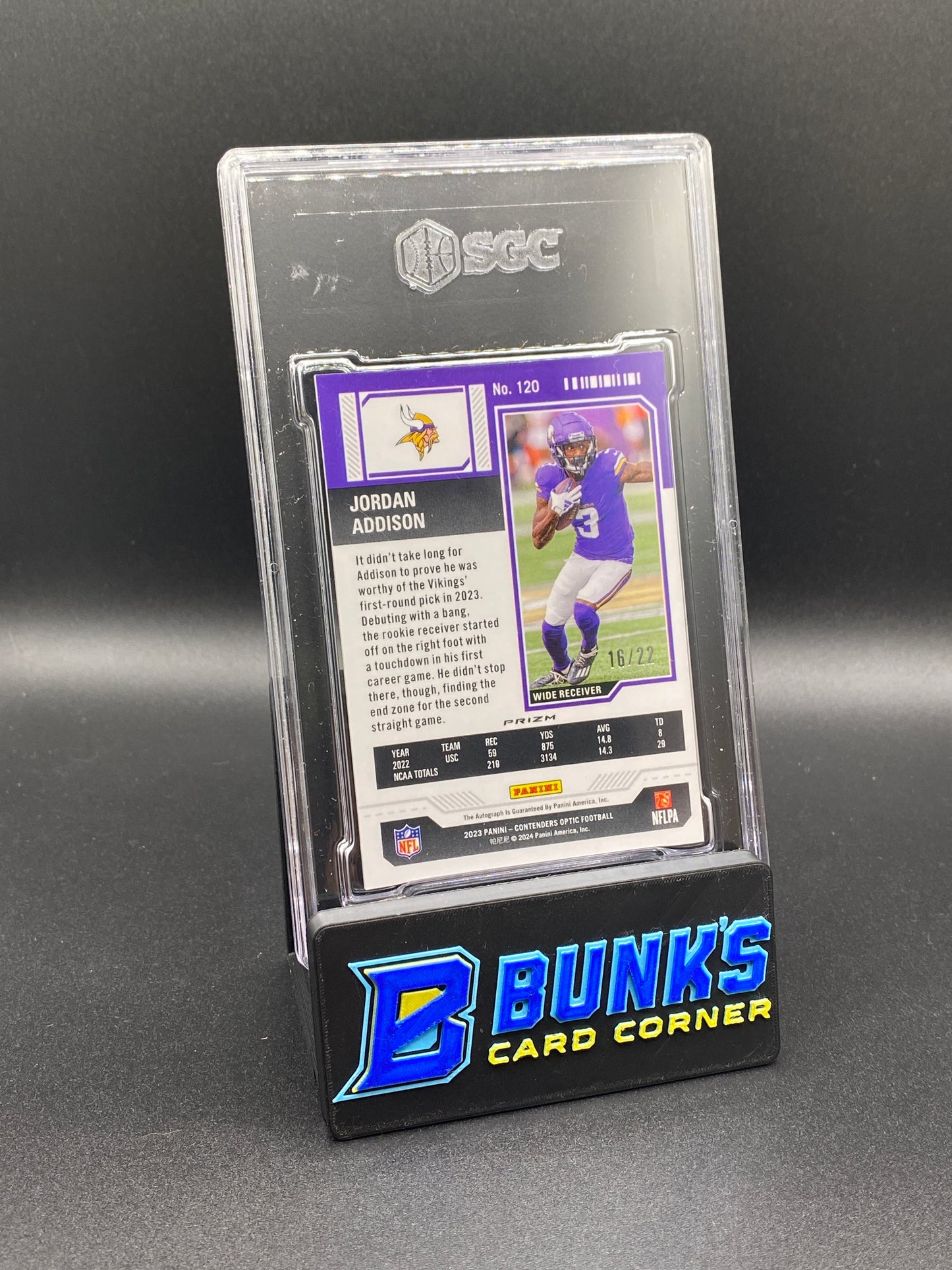 2023 Jordan Addison RC Auto Cracked Ice Prizm 16/22