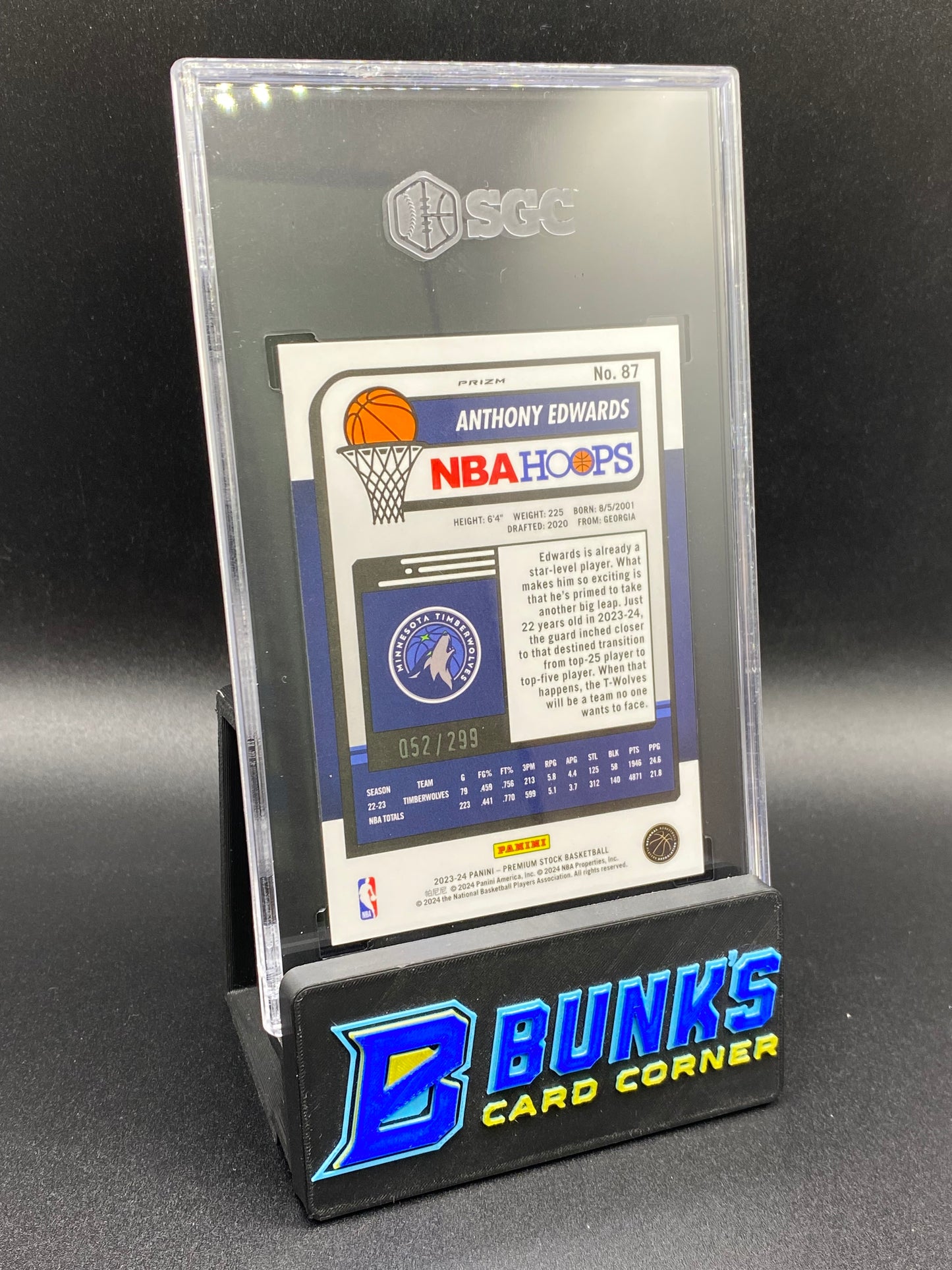 2023-24 Anthony Edwards Orange Prizm 52/299 SGC 10