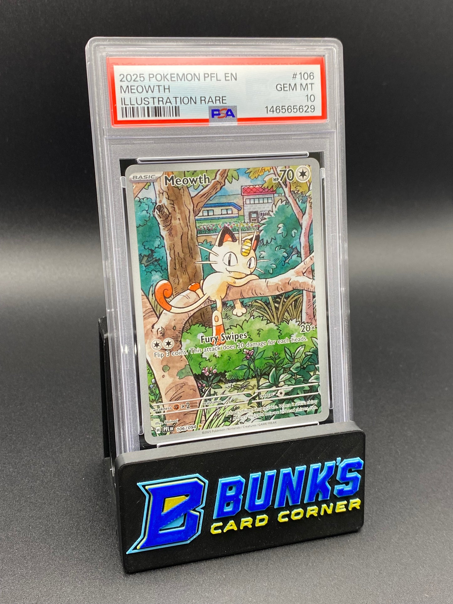 Meowth Illustration Rare Phantasmal Flames PSA 10