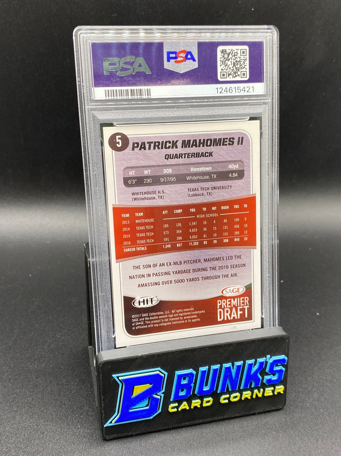 2017 Patrick MaHomes II Premier Draft PSA 9