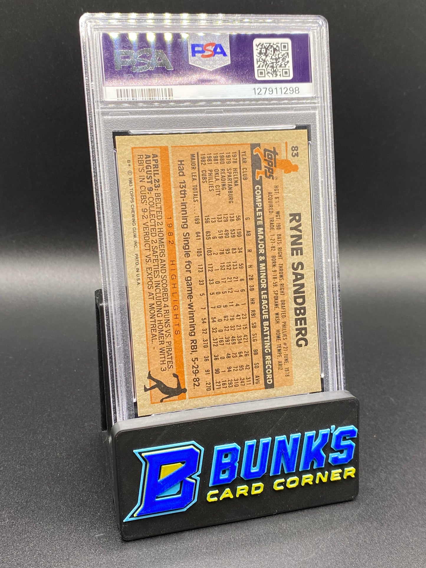 1983 Ryne Sandberg PSA 9 HOF RC