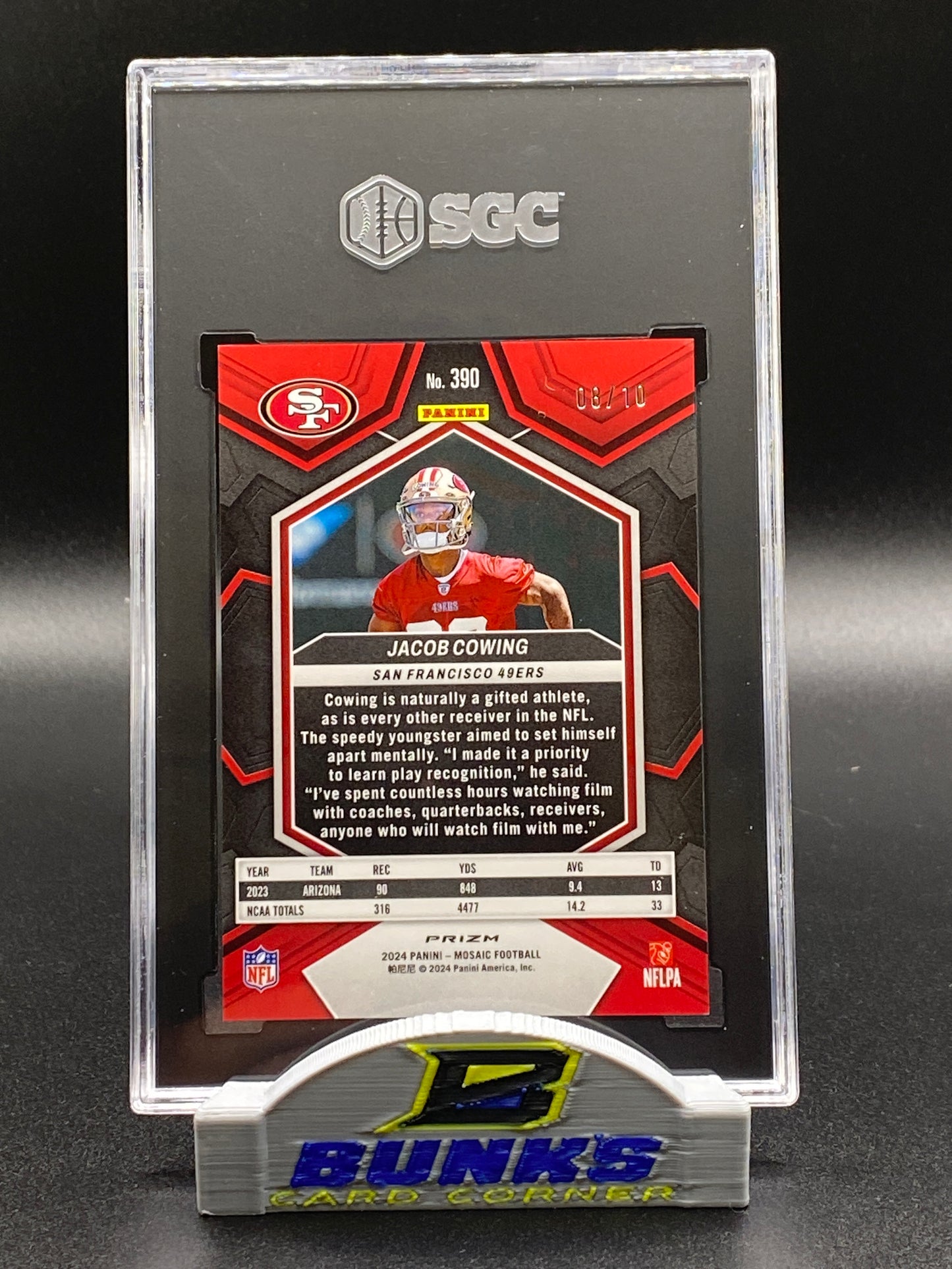 2024 Jacob Cowing Rookie Card Green Fluorescent Prizm 8/10 (Box B12)