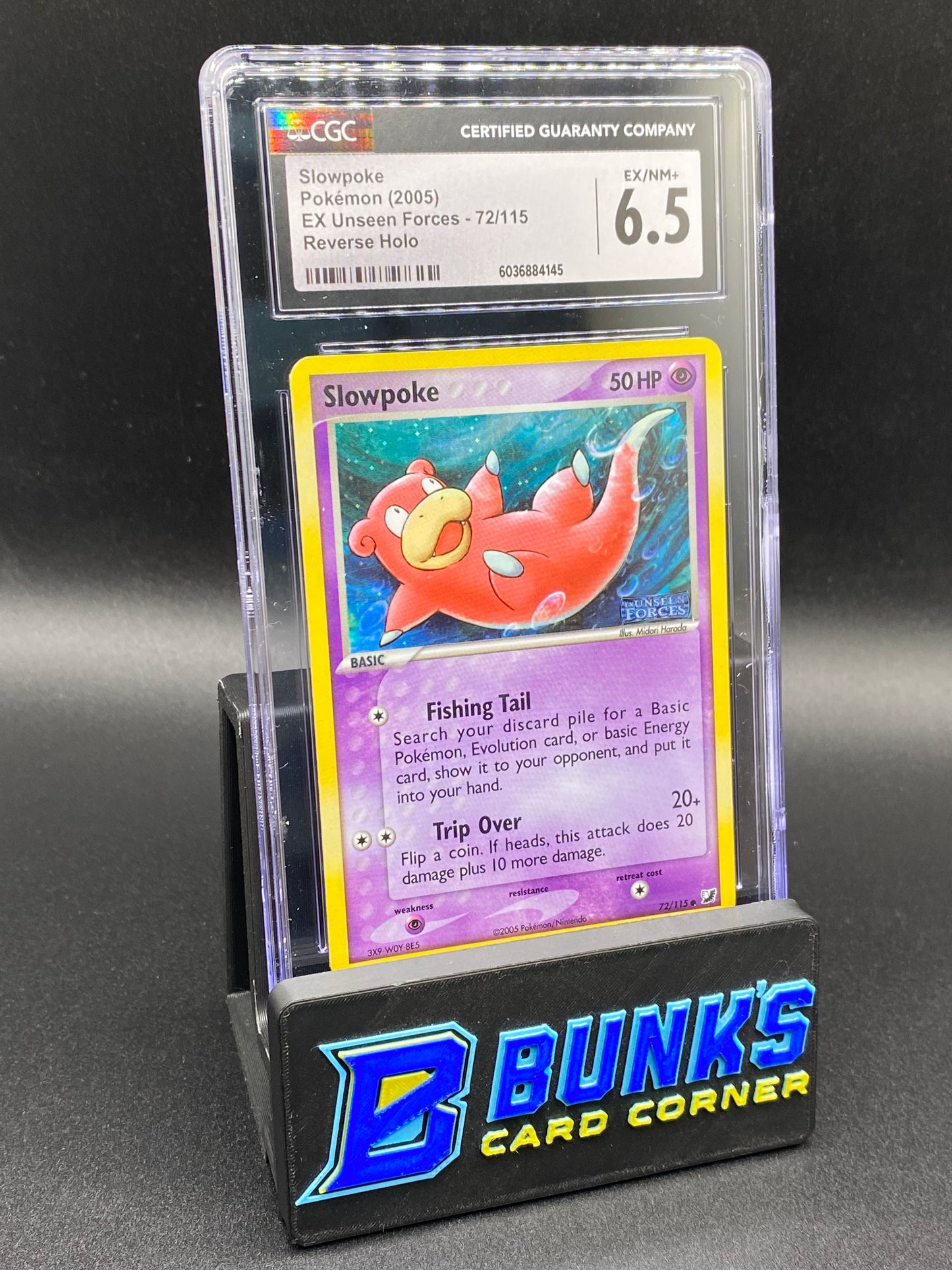 Slowpoke Reverse Holo Ex Unseen Forces CGC 6.5