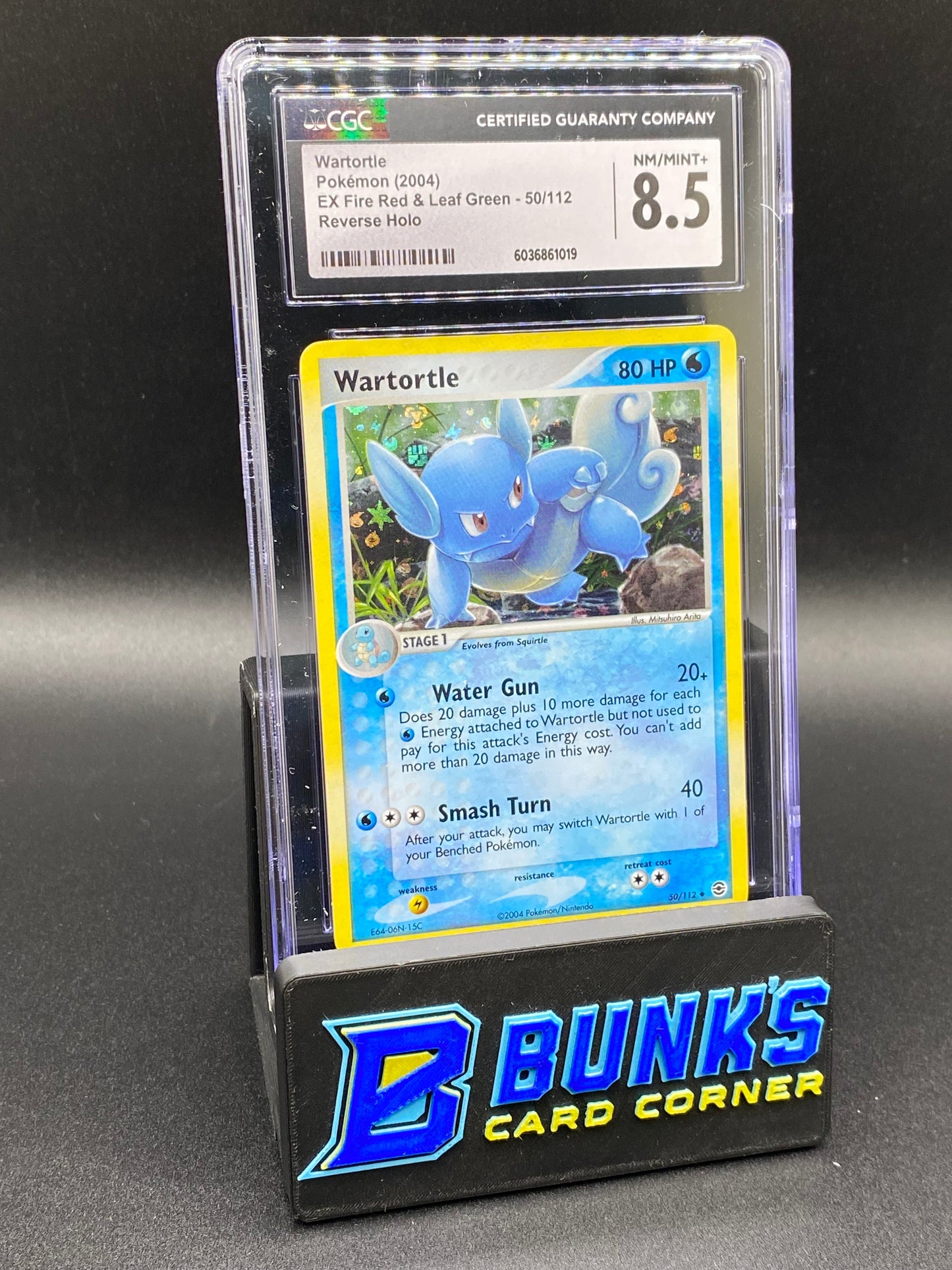 Wartortle Reverse Holo Fire Red & Leaf Green CGC 8.5