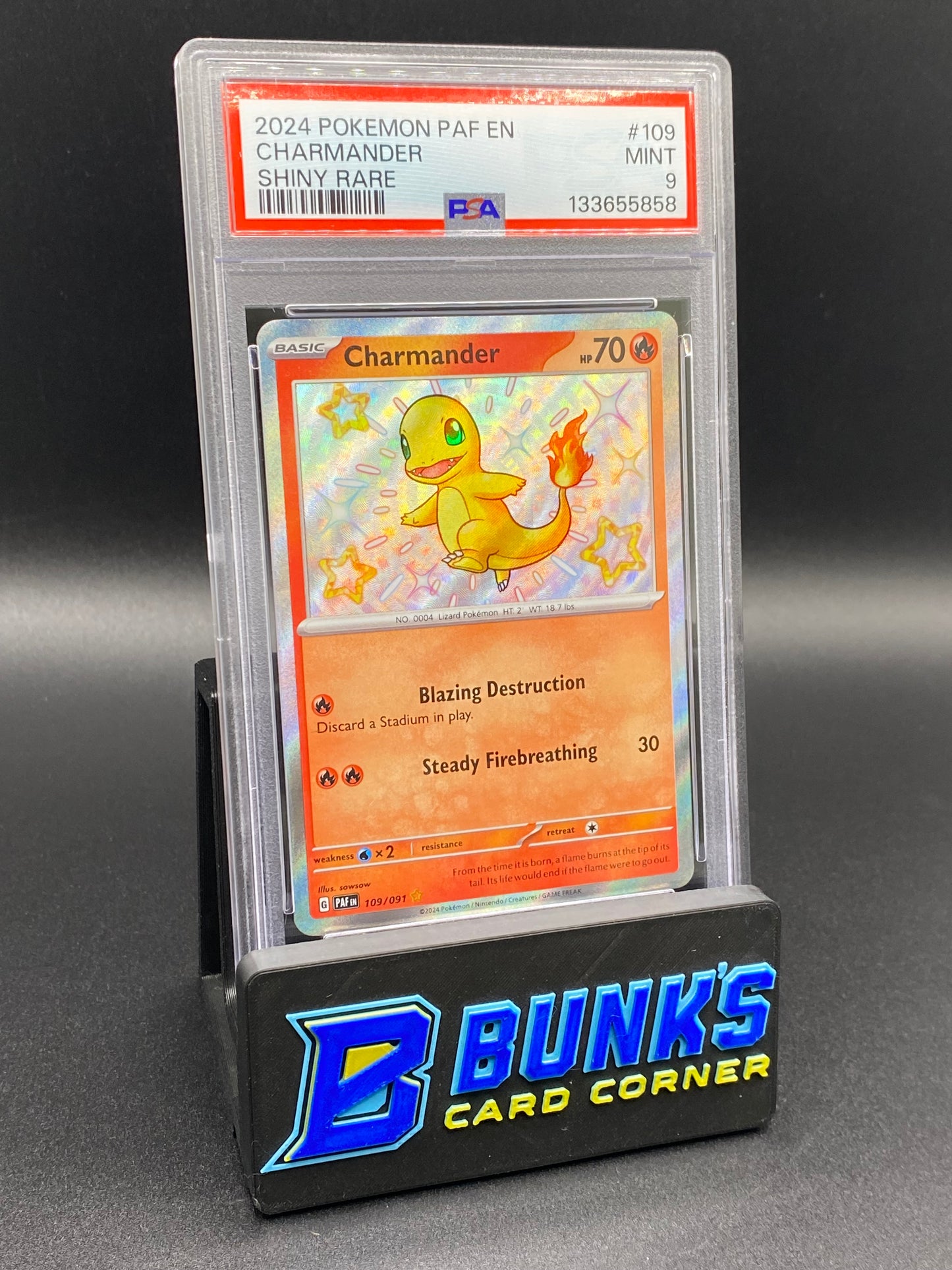 Charmander Shiny Rare Paldean Fates PSA 9