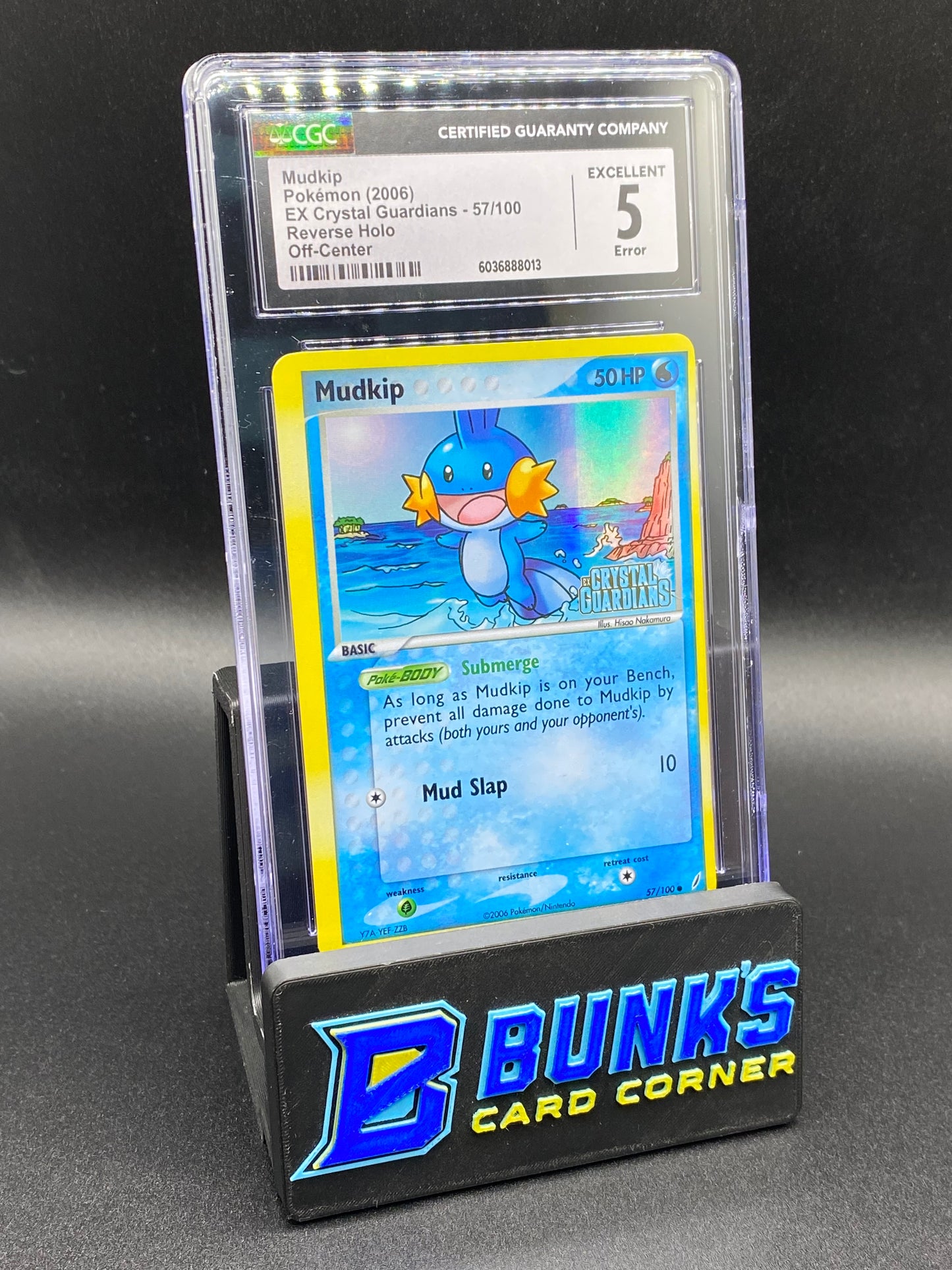 Mudkip Reverse Holo Off Center Error Ex Crystal Guardians CGC 5