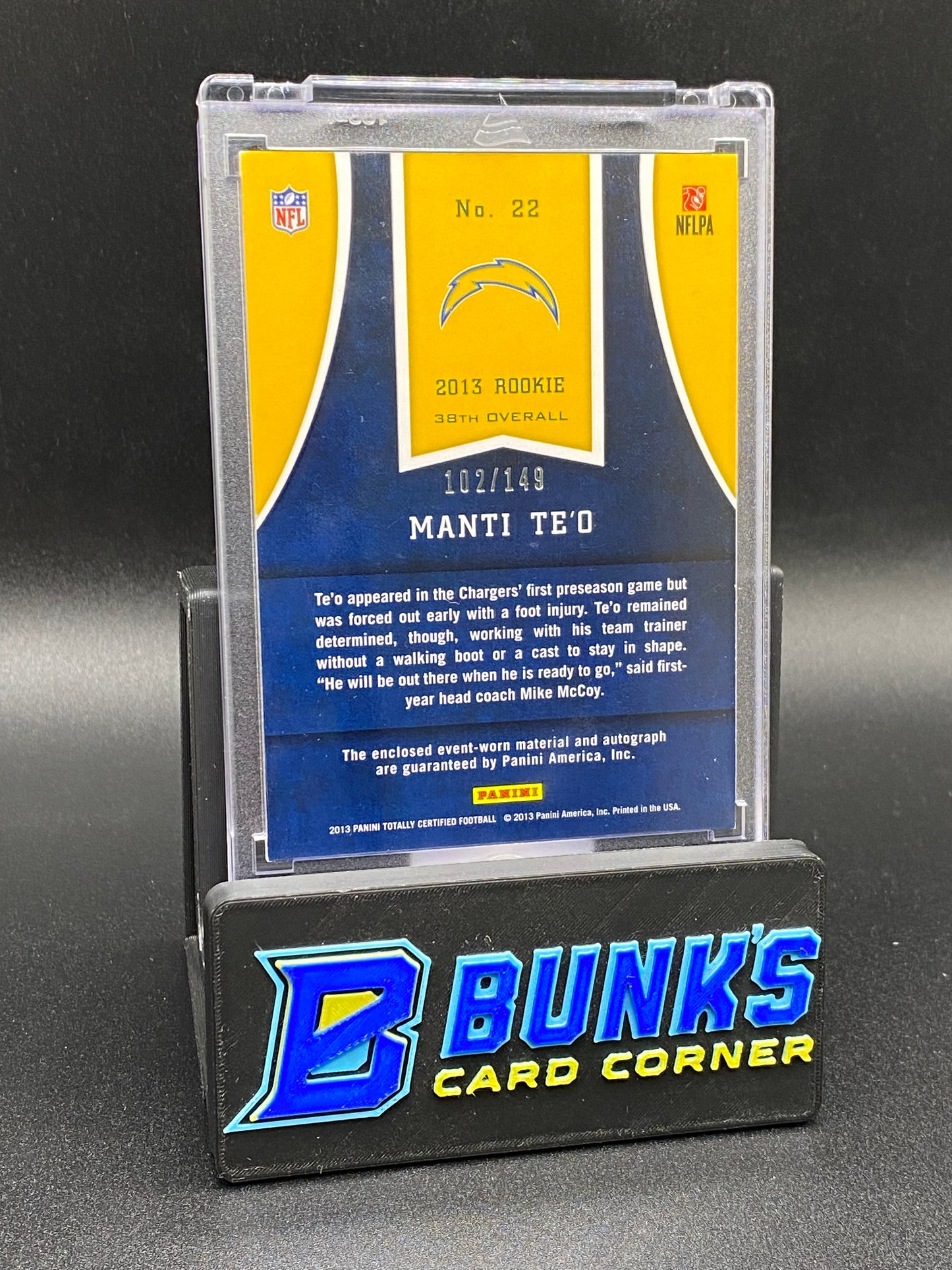 2013 Manti Te'O 102/149 Auto Patch Rc