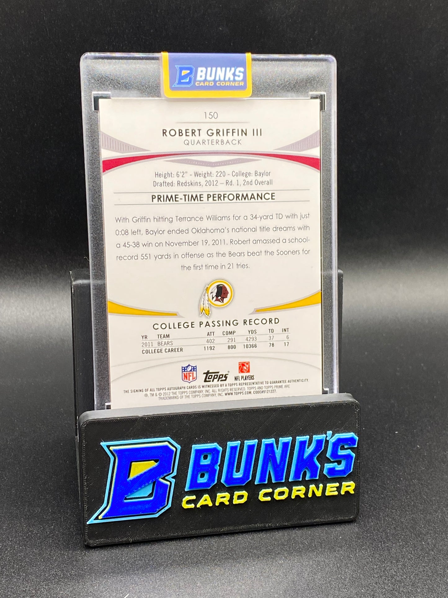 2012 Robert Griffin III 31/50 Topps Prime Auto Rc