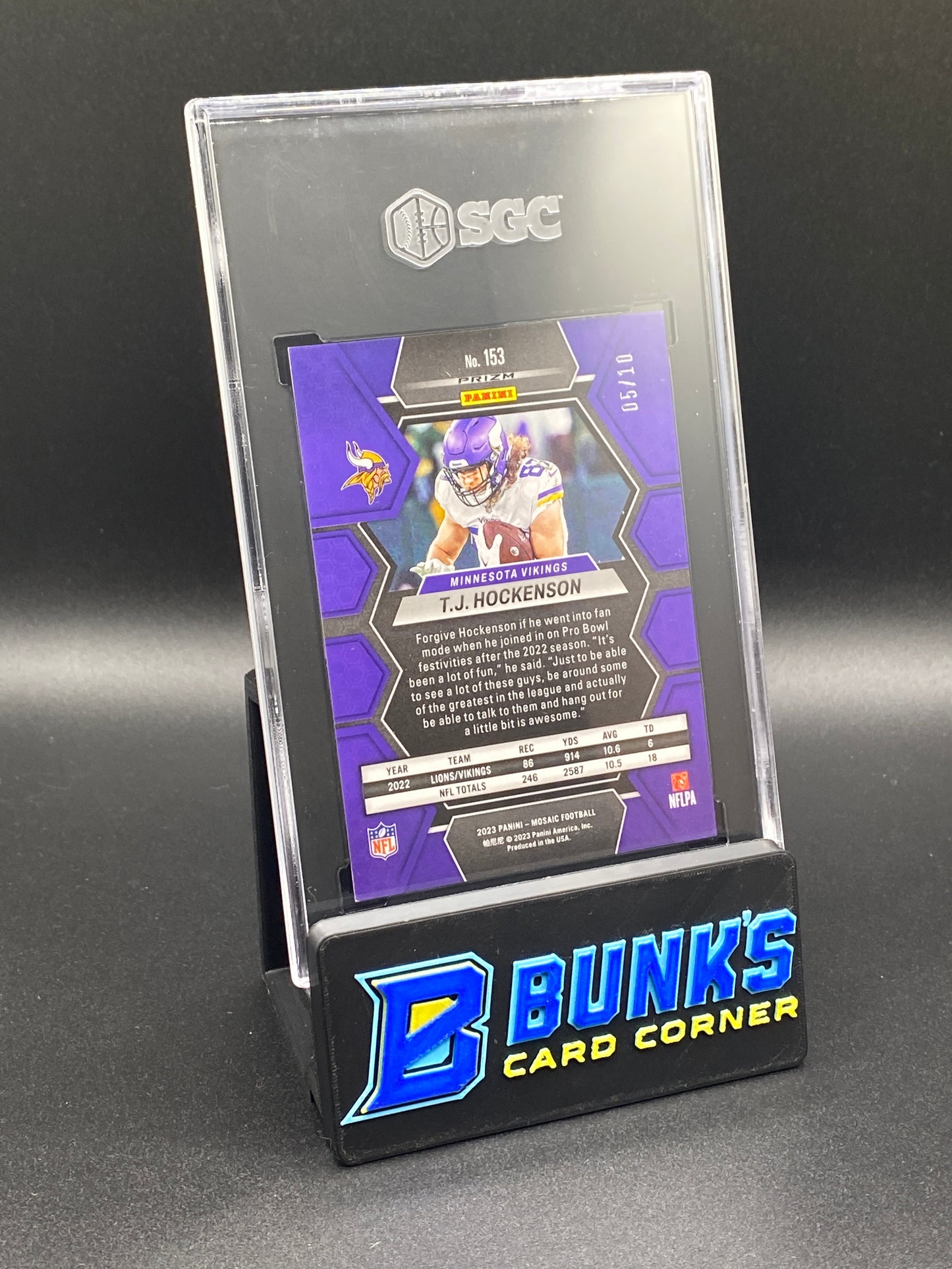 2023 TJ Hockenson Gold No Huddle Prizm 5/10