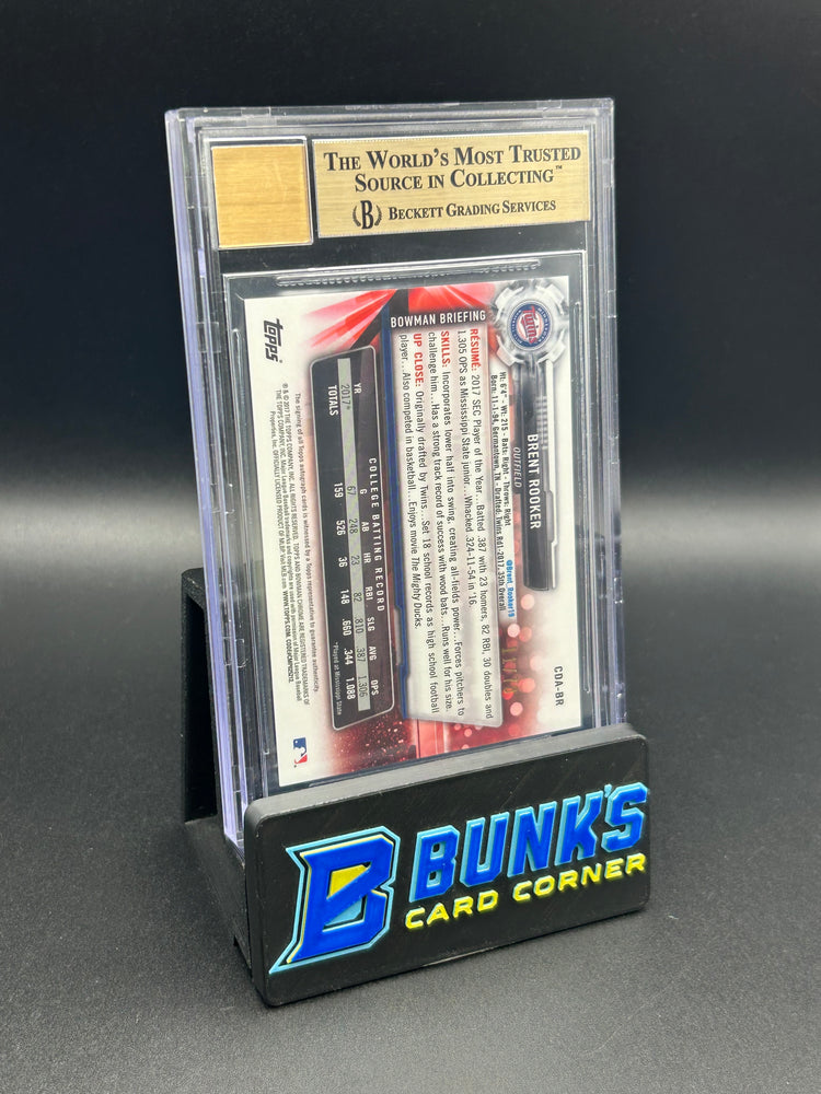 2017 Brent Rooker Bowman Chrome Draft 70th Blue Ref. Auto 11/70 Beckett 9.5/10