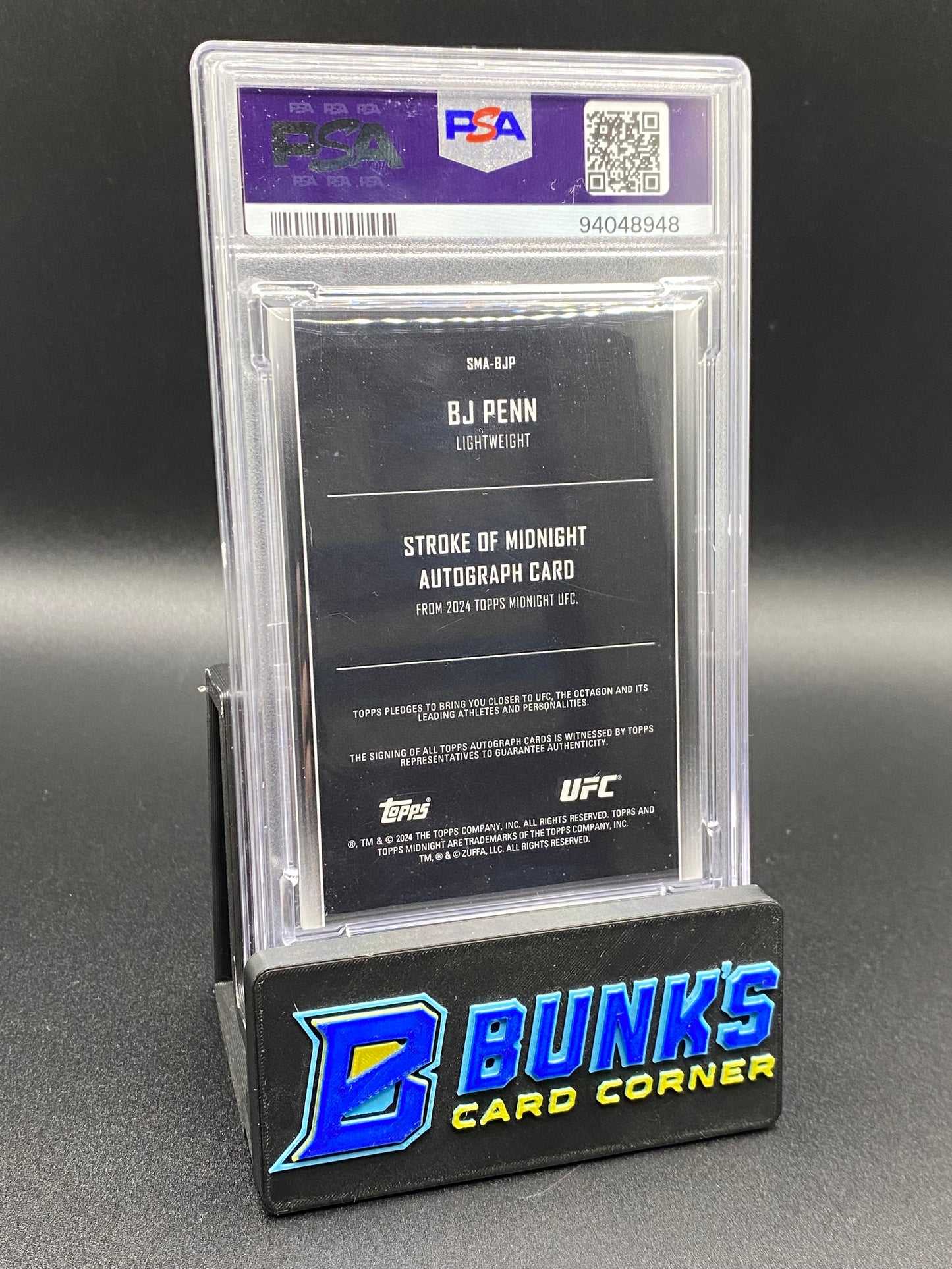 2024 BJ Penn Stroke of Midnight Auto 6/75 PSA 8