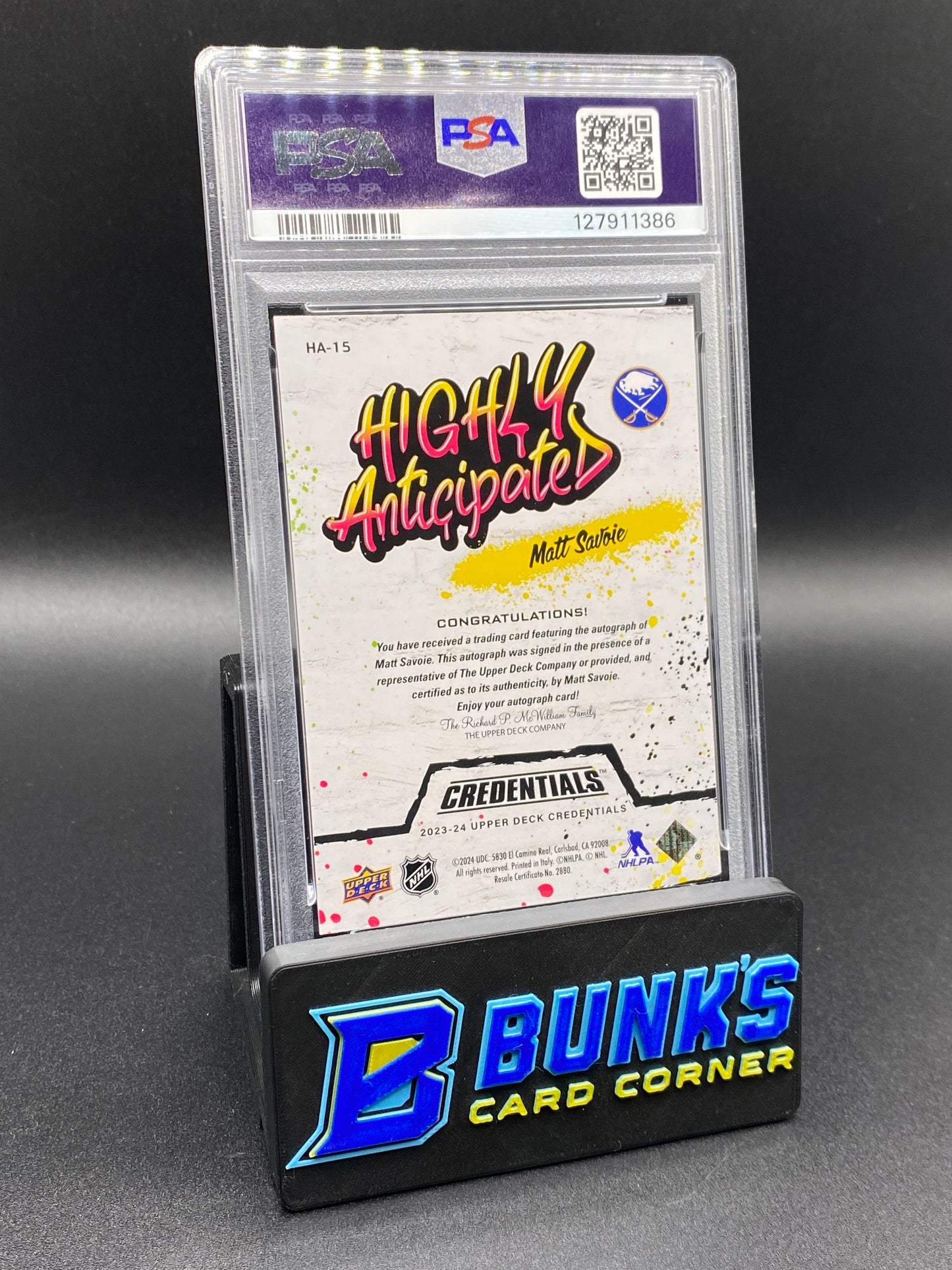 2023 Matt Savoie Highly Anticipated Auto POP 2 Rc PSA 9
