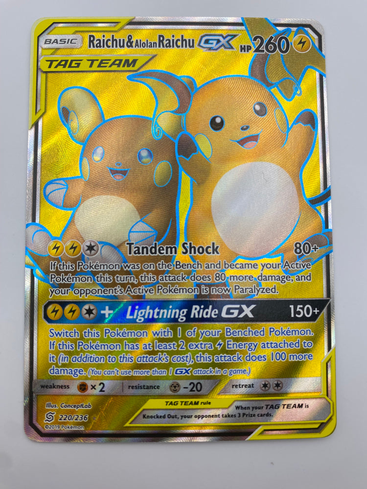 Raichu & Alolan Raichu GX Full Art Unified Minds NM