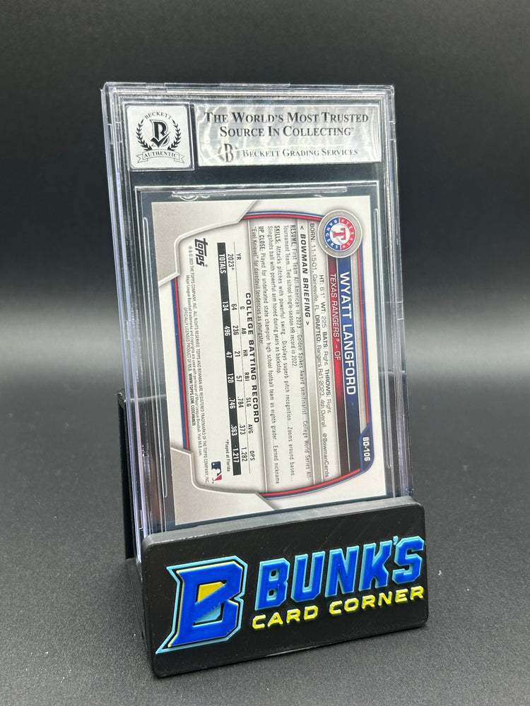 2023 Wyatt Langford First Bowman Draft On-Card Auto Beckett Auto-10
