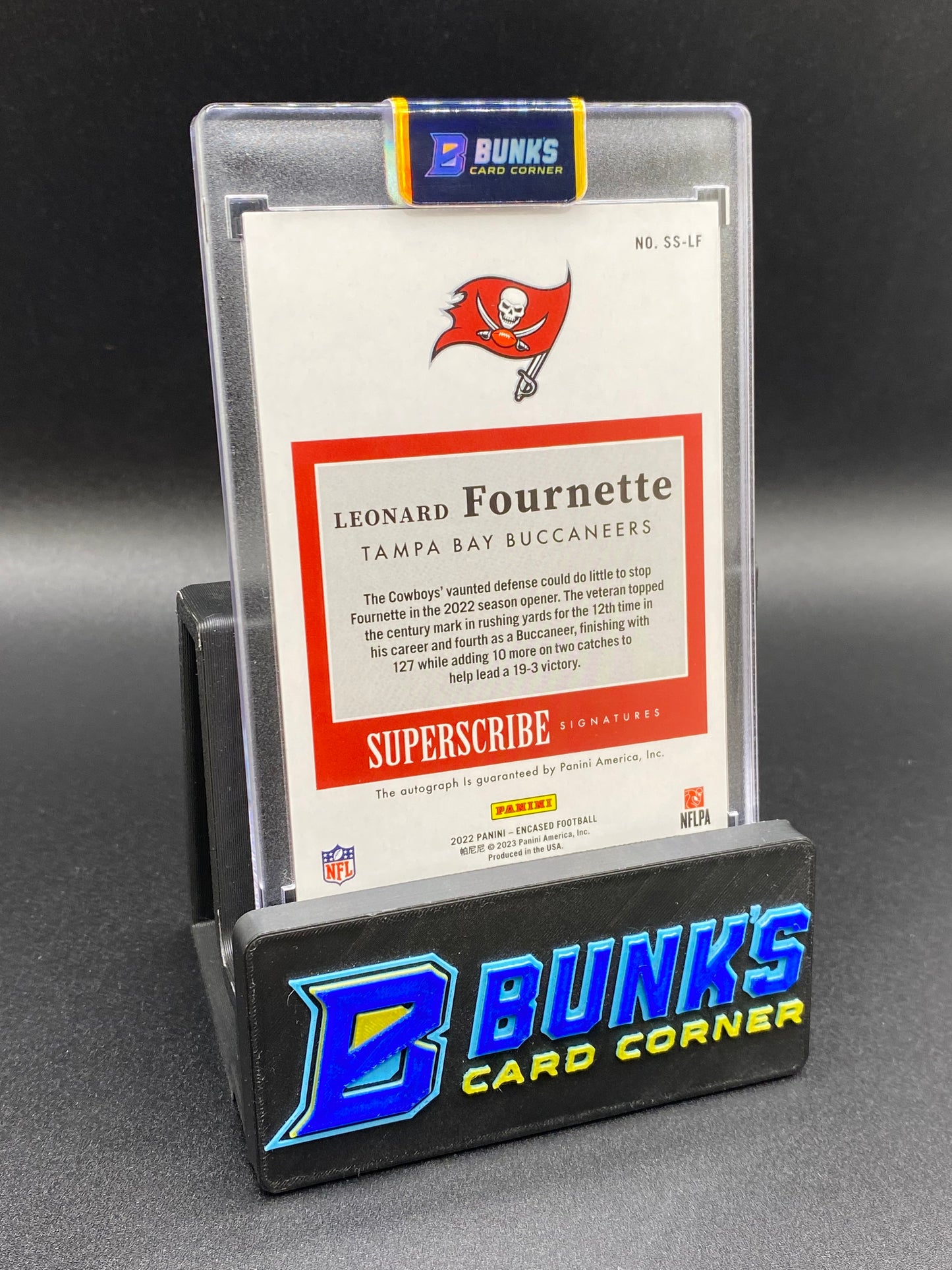 2022 Leonard Fournette Auto 7/15 Superscribe Sig. Encased