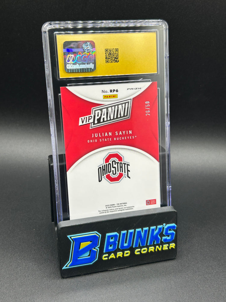 2025 Julian Sayin Panini VIP Rated Prospects Purple Cracked Ice 26/50 CGC Pristine 10