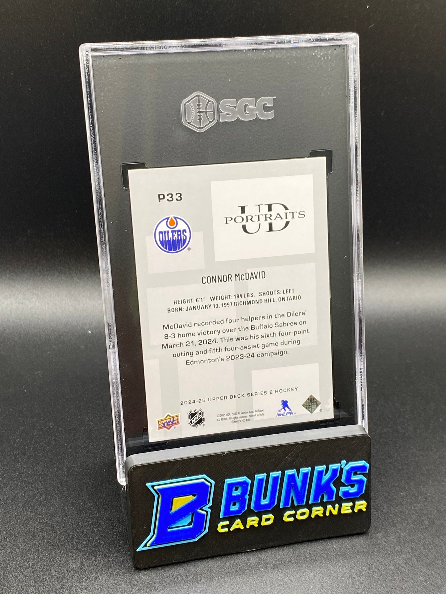 2024-25 Conner McDavid UD Portraits SGC 9.5 (Box B44)