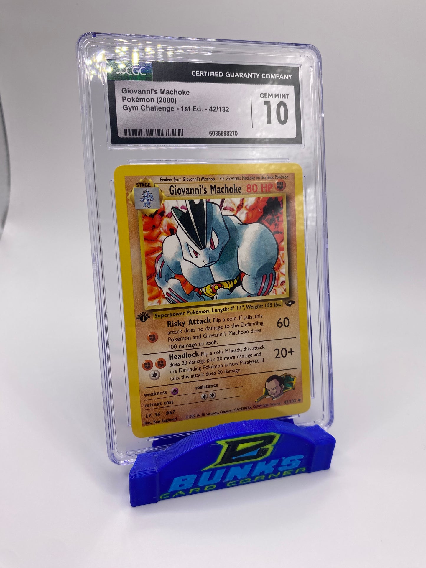CGC 10 Giovanni’s Machoke 2000 Gym Challenge 1st Edition