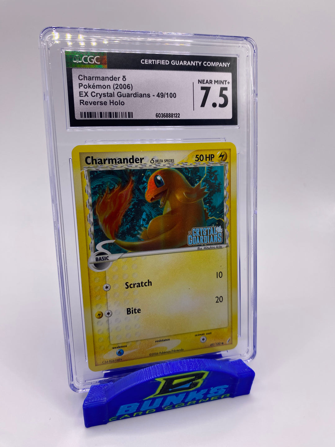 CGC 7.5 Charmander Delta Reverse Holo EX Crystal Guardians 2006
