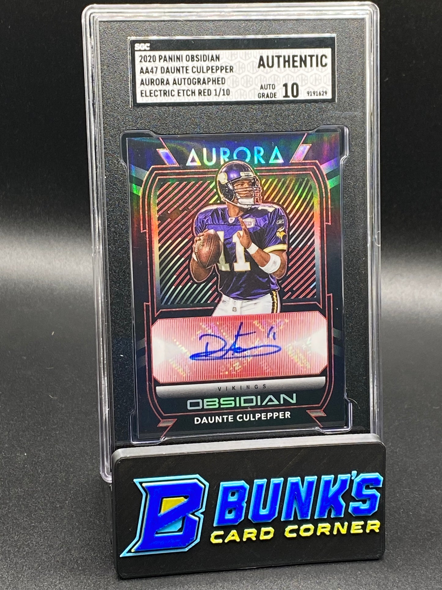 2020 Daunte Culpepper Aurora Autographed Electric Etch Red SCG Auto. 10 (Box 25)