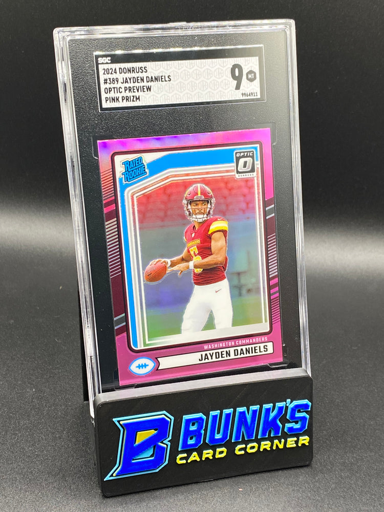 2024 Jayden Daniels optic Preview Pink Prizm RC SGC 9