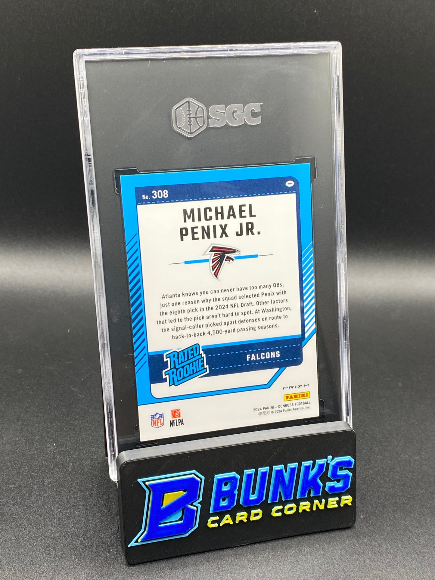 2024 Michael Penix JR Optic Preview Red & Green Prizm PC SGC 9.5 (Box 26)