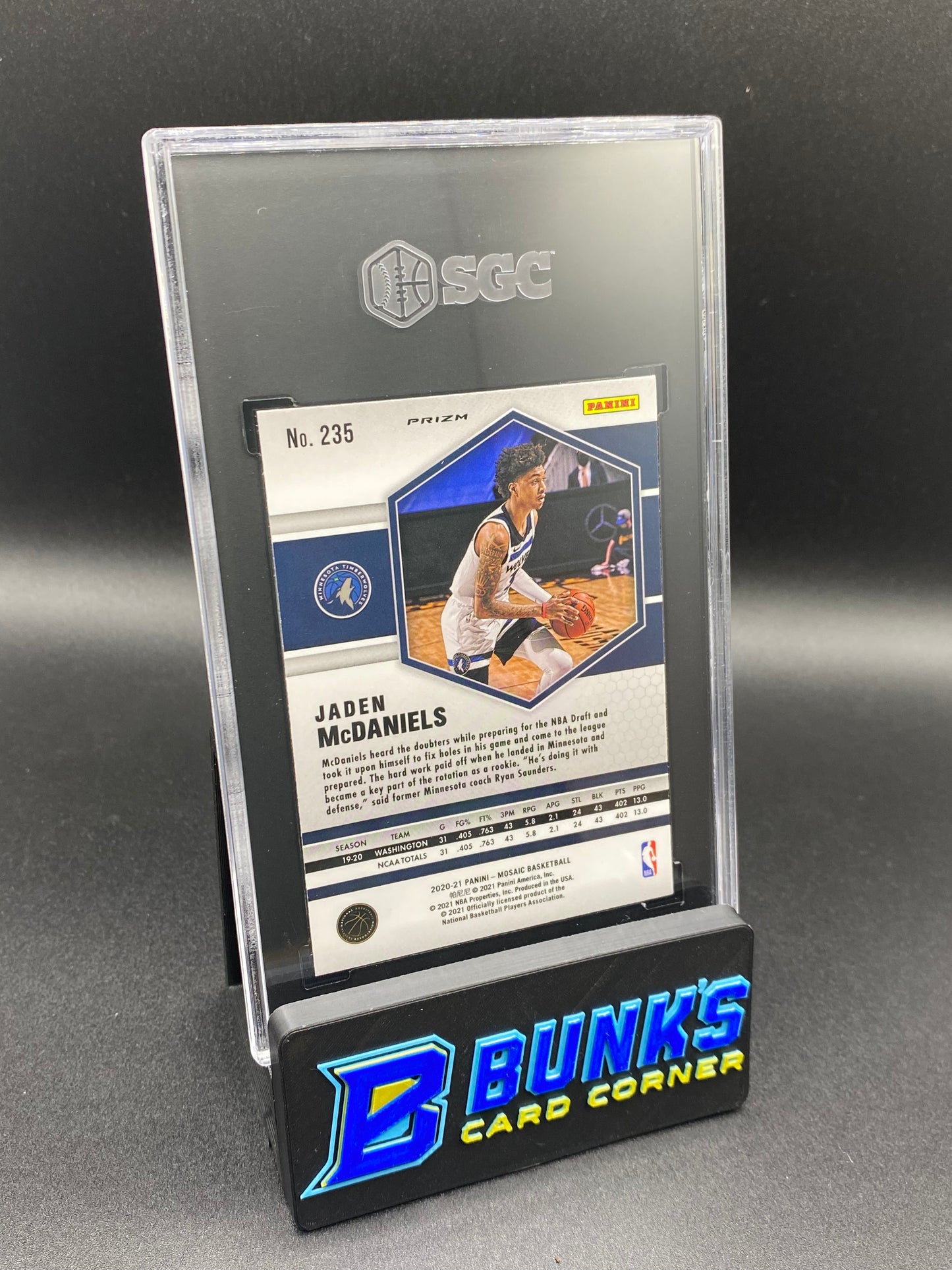 2020 Jaden Mcdaniels Red Wave Prizm RC SGC 9.5 (Box 27)