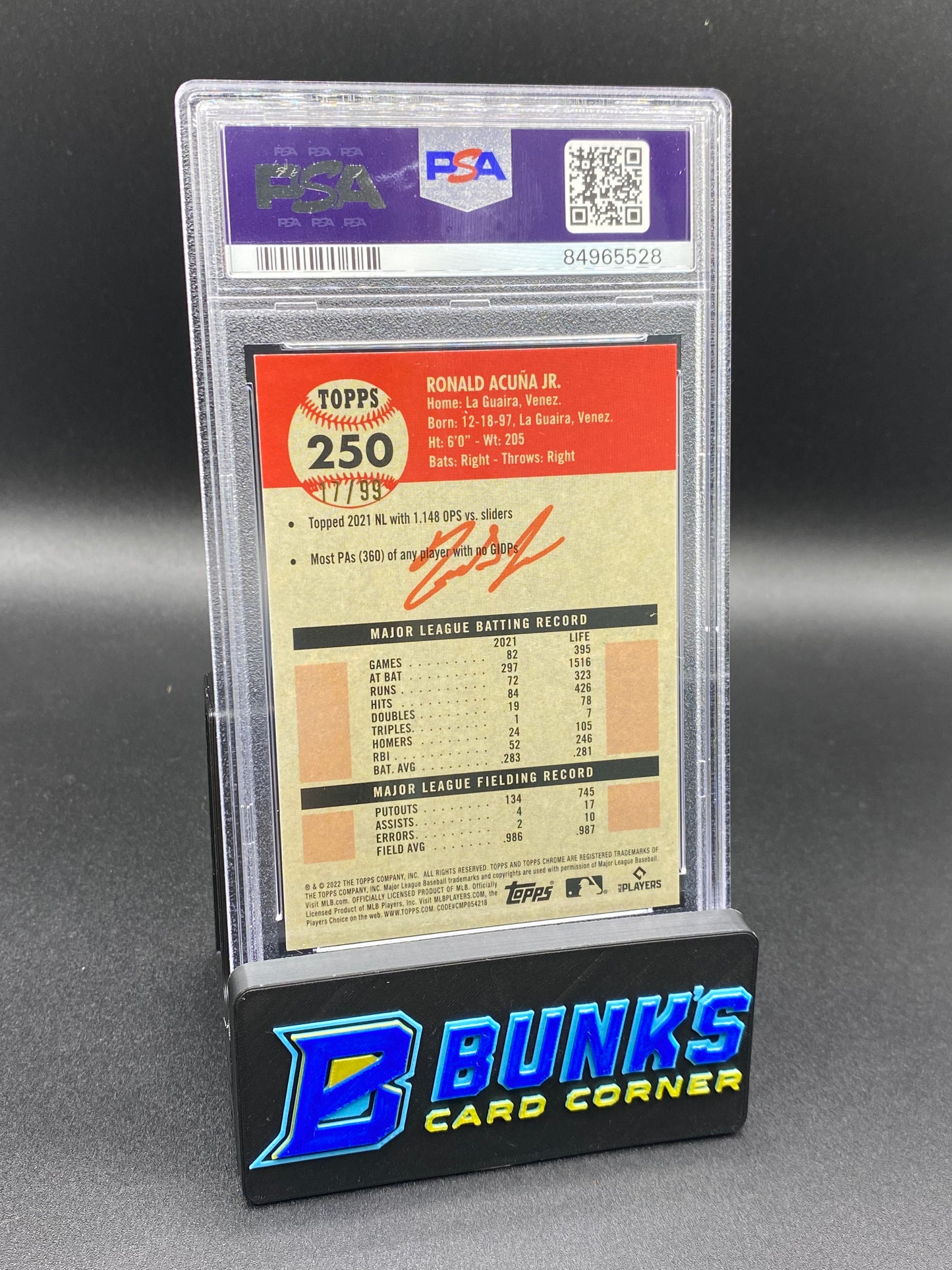 2022 Ronald Acuna JR. Green Wave PSA 10 (Box 28)