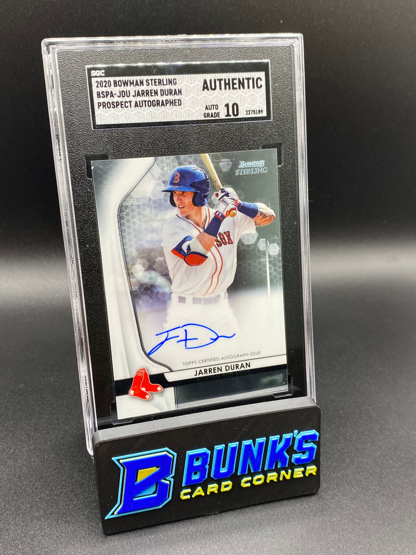 2020 Jarren Duran Prospect Autographed SGC Auto 10 (Box 33)