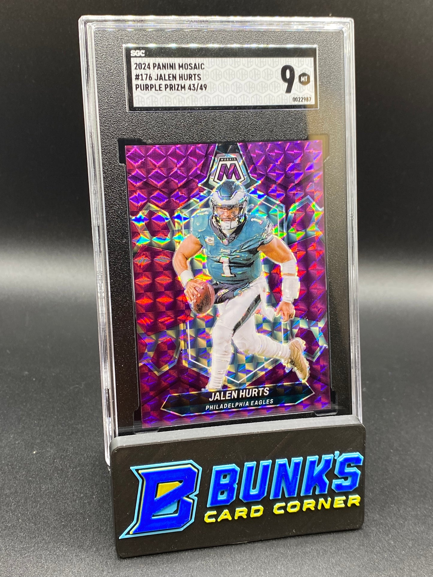 2024 Jalen Hurts Purple Prizm SGC 9 (Box A14)