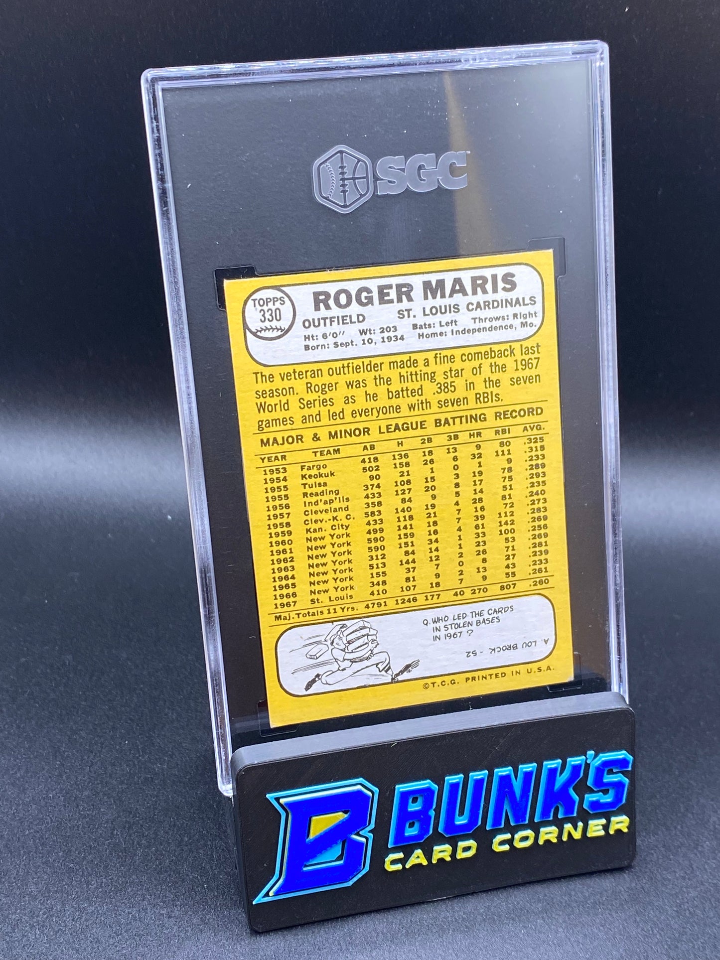 1964 Roger Maris HOF SGC 6 (Box 41)